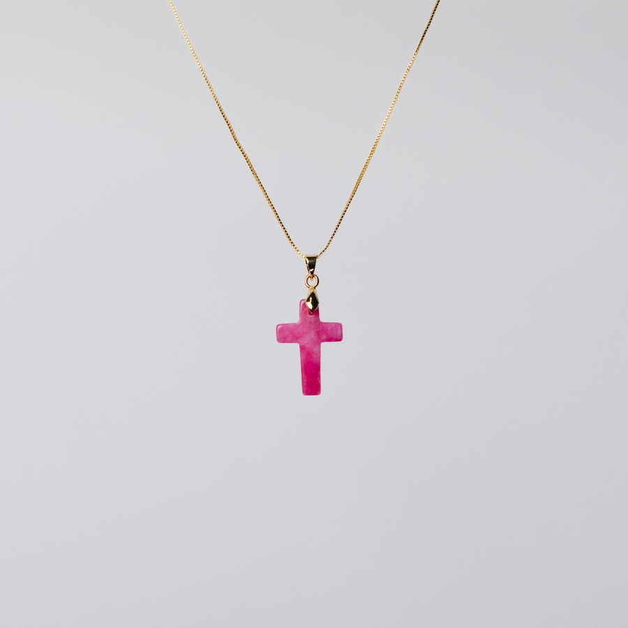 Crucifix Pink Jade